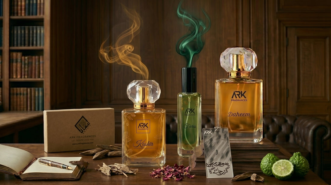Top branded perfumes in Pakistan, long lasting luxury men's fragrance, best office and formal wear perfumes, premium grooming by ARK Fragrances Karachi.