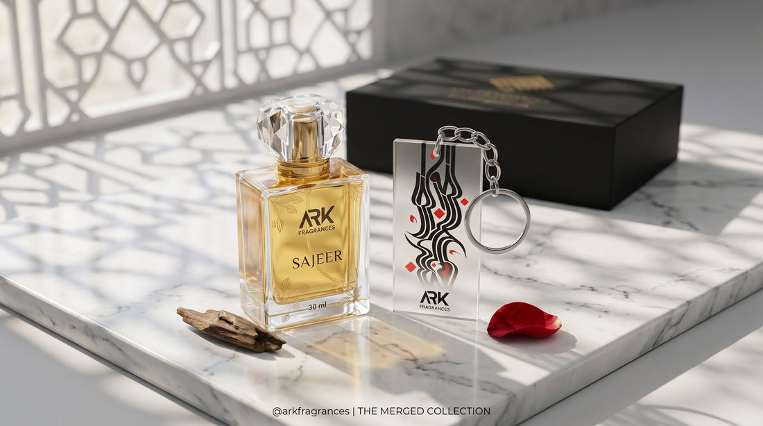 Premium luxury perfume gift sets for men in Pakistan, best long lasting fragrances, Daheem signature scent, elegant corporate gifting by ARK Fragrances.