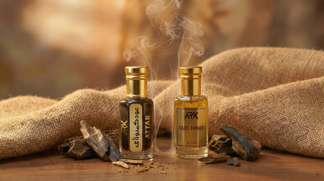 Understand the difference between pure Oud Hindi and Oud Cambodi attars by ARK Fragrances. Compare the strong earthy notes of Indian agarwood with the sweet woody scent of Cambodian oud. Buy premium 100% pure oud online in Pakistan.