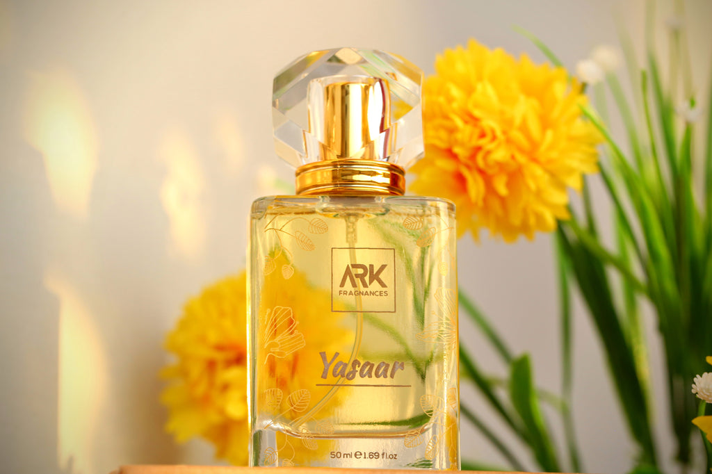 Buy Yasaar Perfume 50ml by ARK Fragrances best price in Pakistan. This premium long-lasting Eau de Parfum for women features a rich blend of Raspberry, Jasmine, and Honey notes. Perfect luxury gift for her. We offer 100% original branded ladies fragrance delivery in Karachi, top rated sweet scent in Lahore, best perfume in Islamabad, and fast shipping to Rawalpindi, Multan, Peshawar, Faisalabad, Gujranwala, Sialkot, Hyderabad, Quetta, and nationwide. Shop online now for the highest quality women's perfume.