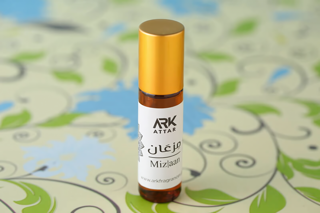 Luxury packaging of Mizaan Attar, a perfect gift for coffee lovers and fragrance enthusiasts.