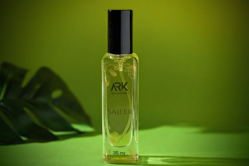 Sajeer 50ml signature collection by ARK Fragrances, a powerful and sophisticated unisex Eau De Parfum designed for authority, featuring deep woody accords and intense longevity for formal gatherings.